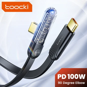 Toocki 100W USB Type C la USB C Cablu de 90 de Grade Cot PD Rapid de încărcare Cablu de încărcare pentru Samusng Xiaomi, Huawei Macbook Cablu de Date