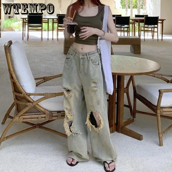 Stil American Y2k Streetwear Rupt Blugi Femei Supradimensionat Pantaloni Largi De Vara Noi Hiphop Spălat Dificultate Retro Colector Blugi