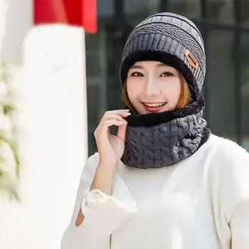 Unisex Pălărie Eșarfă Set Confortabil Accesorii de Iarna Unisex Pluș Pălărie Tricot Eșarfă Set cu Design Anti-alunecare pentru Protecție în Timpul în aer liber