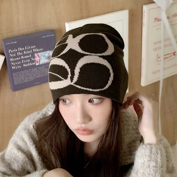 Nou coreean Jacquard Scrisoare Pălării Tricotate pentru Femei pentru Toamna si Iarna Street Personalitate Pulover Cald Ureche Protector Căciuli Bărbați