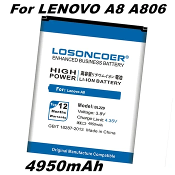 LOSONCOER 4950mAh BL229 Pentru Lenovo A8 A806 A808T Bateria Telefonului