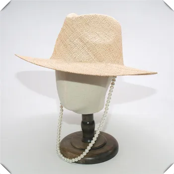 202306-shi ins Dropshipping comoară naturală iarba manual lanț pearl doamna fedoras capac femei de agrement panama pălărie jazz
