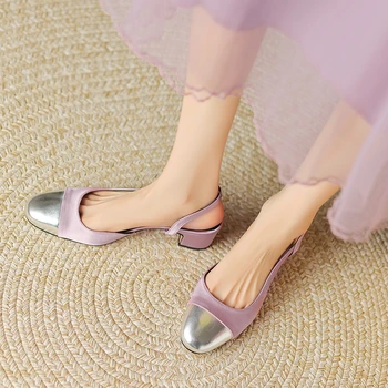 BCEBYL Vara Rotund Deget de la picior Toc Pătrat Superficial Gura Elegant Pantofi pentru Femei de Moda Noua Petrecere Casual Tocuri inalte Chaussure Femme