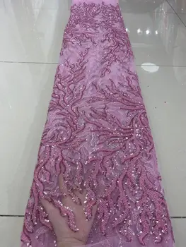 pe de vânzare franceză tul dantela tesatura cu paiete pentru rochie sexy din africa net dantela tesatura David-1302.8422 cu design unic