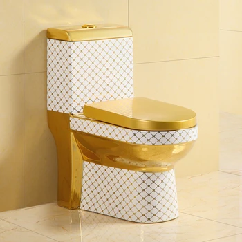 Placat cu aur de toaletă, din ceramică creativ și personalizat tip sifon de calibru mare conectat toaletă