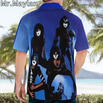 Rock a formatiei Kiss 3D Imprimate Tricou Hawaii Tricou Barbati Vara Maneca Scurta Tricou Tricouri pentru Bărbați 2023 Supradimensionate 5XL camasa Camasa Barbati-377