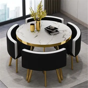 Simplu recepție negociere imitație de marmură model de masa din lemn scaun de grup zonă de odihnă ședință de birou mese de restaurant scaun