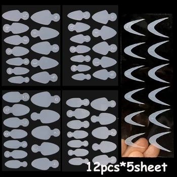 12PCS*5sheet =60buc Clar Silicon Moale Pad Unghii Mucegai Rapid franceză Linie de Unghii Forma DIY Extensie de Unghii forma Pentru Poli Unghii Gel