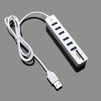 HMTX USB de Mare Viteză 6 Port USB 2.0 + 2 Micro SD TF Card reader Splitter Cablu Adaptor pentru laptop PC
