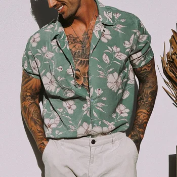 Hawaiian Men ' s Cămașă de Vară 3d de Floarea-soarelui Print Crop Top în aer liber, Plaja de Moda Bluza Strada Supradimensionat Cămăși Pentru Bărbați Îmbrăcăminte