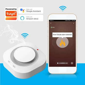 Tuya WiFi Fum de Alertă Detector Inteligent de Fum Wireless Dispozitiv de Detectare De 360 ° Inducție Lumina de Sunet de Alarmă APP de Control