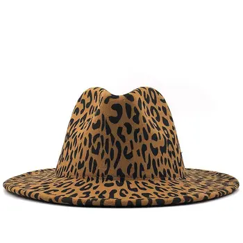 Leopard de Imprimare Serie Fedora Hat pentru Femei Fascinator Petrecere de Nunta Biserica Designer Pălărie Bărbați Margine Largă Simțit Panama Capac Pălărie de Soare