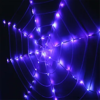 3.6 m Halloween Pânză de păianjen de Lumină Spider Net Decor luminos rezistent la apa 120 led-uri Becuri în aer liber Baterie