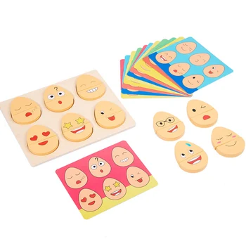 Expresii faciale Ouă mai Multe Moduri de Joc din Lemn, Ouă de Paști Emoție Schimba Ouă de Educație Timpurie Montessori pentru Copii Copil