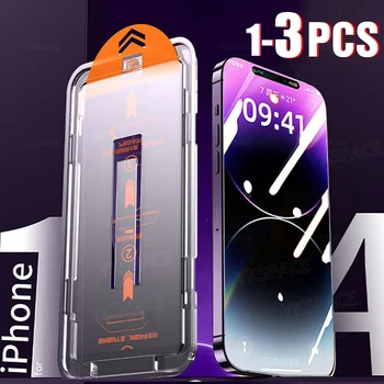 1-3Pcs Un singur Clic Praf Gratuit Clar 9H Sticla Temperata Pentru iPhone X XR XS 11 12 13 mini 14 15 Pro Max Plus Anti Spy Ecran Protector