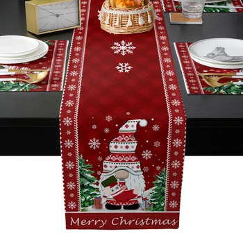 Masa de crăciun Runner Long Lenjerie de Crăciun Decor pentru Acasă fără Chip Gnome Elan Imprimat Copac Tabelul Runner Pavilion